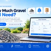 How much gravel do I need calculator showing gravel quantity, depth, cubic yards, and tons