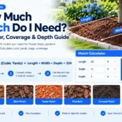 How much mulch do I need calculator showing mulch depth, cubic yards and coverage